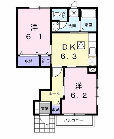 エクセレント・A(2DK/1階)の間取り写真