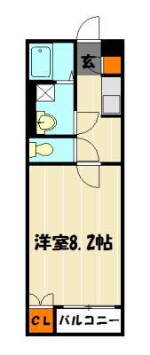 レオネクストスマイルシダー(1K/2階)の間取り写真