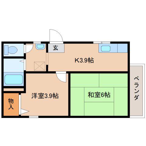 ホームズ飛鳥(2K/2階)の間取り写真