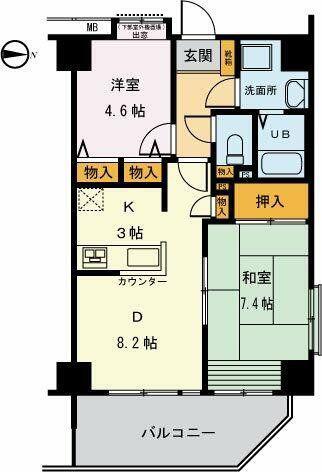 フォーエレメンツ竹ノ塚(2DK/2階)の間取り写真