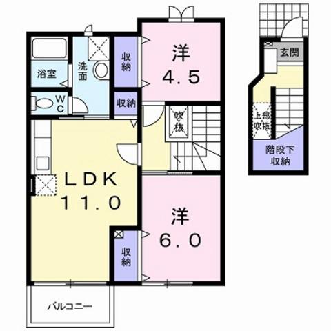 グリーンテラス(2LDK/2階)の間取り写真