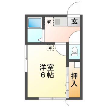 フェリシア市川(1K/1階)の間取り写真