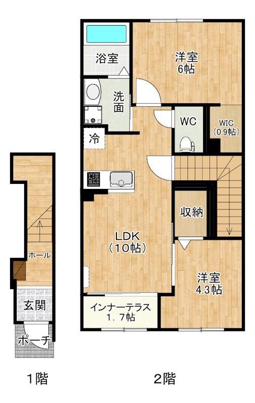 ブドワール(2LDK/2階)の間取り写真