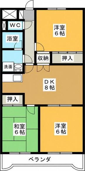 チェリーミニオン(2LDK/1階)の間取り写真