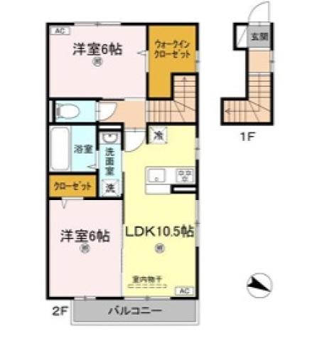 ＪＲ予讃線 多喜浜駅 徒歩27分 2階建 築4年(2LDK/2階)の間取り写真