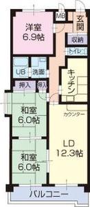 サンシャイン青木(3LDK/2階)の間取り写真