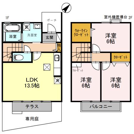 スカイスクレパー(3LDK/2階)の間取り写真