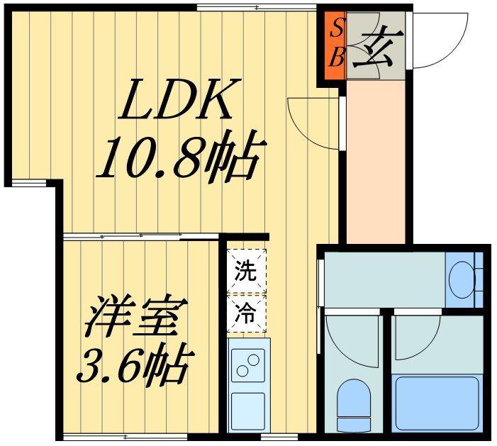 グランニール西川口(1LDK/4階)の間取り写真