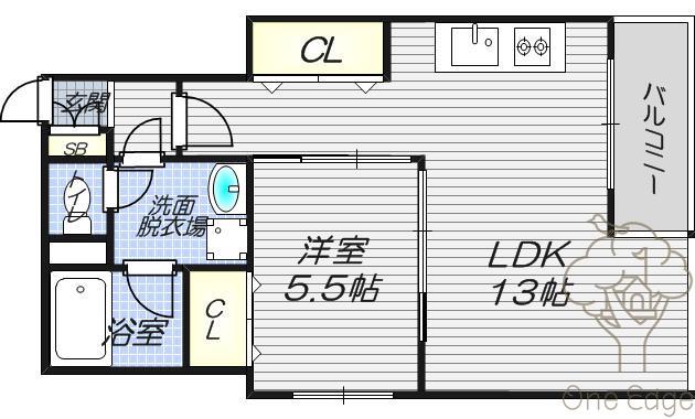 K-CRAFTUMEDA161(1LDK/4階)の間取り写真