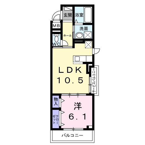 ロンフルール(1LDK/3階)の間取り写真
