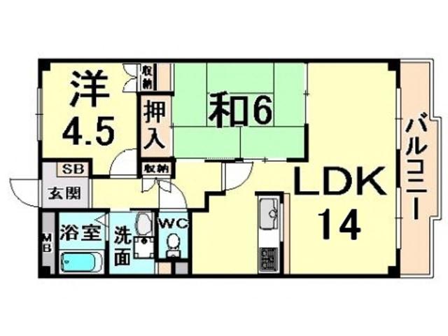 ロワイヤル百合(2LDK/2階)の間取り写真