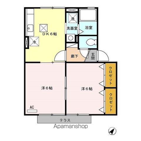 ソレアード(2DK/1階)の間取り写真