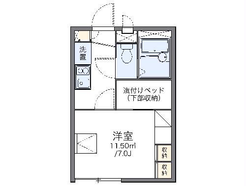 レオパレスプラムII(1K/2階)の間取り写真