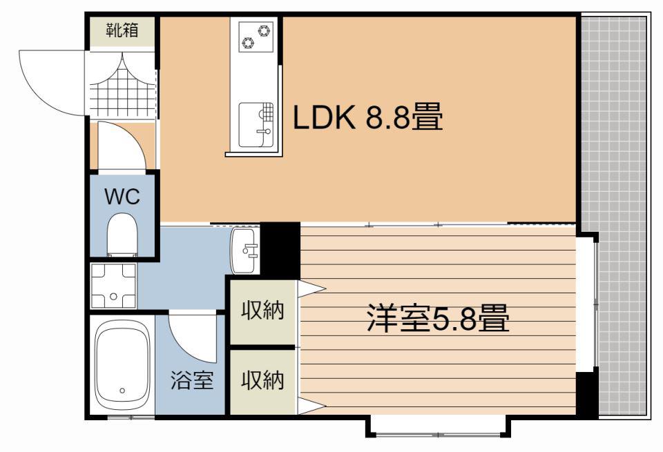 ドリーム鴨池(1LDK/5階)の間取り写真