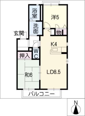 COURTAZELIAF棟(2LDK/1階)の間取り写真