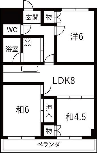 レビュー横山(3DK/2階)の間取り写真