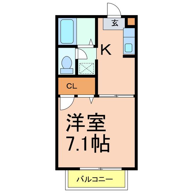 プロバンス(1K/1階)の間取り写真