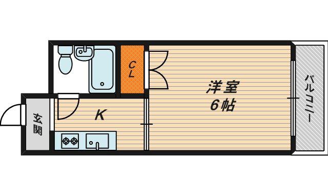 東洋プラザ蒲生(1K/6階)の間取り写真