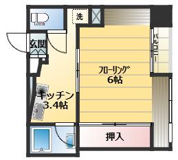 新潟マンション(1K/6階)の間取り写真