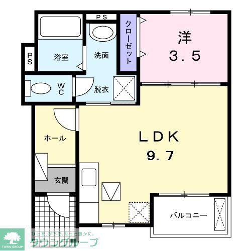 オクレット(1LDK/1階)の間取り写真