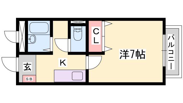 ウインズ長池(1K/1階)の間取り写真
