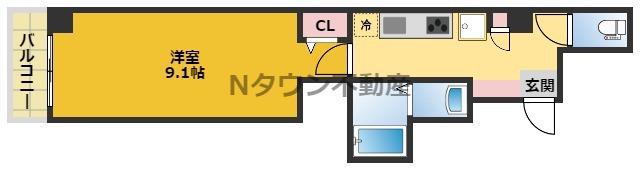 アンジュール栄(1K/10階)の間取り写真