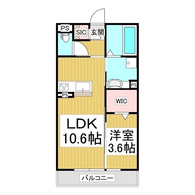 えんてらす飯田(1LDK/3階)の間取り写真
