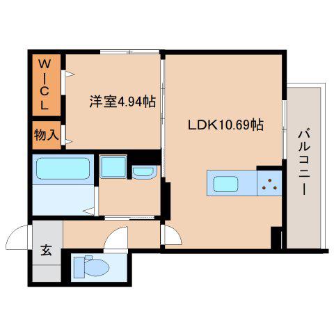 コンフォール畝傍(1LDK/2階)の間取り写真