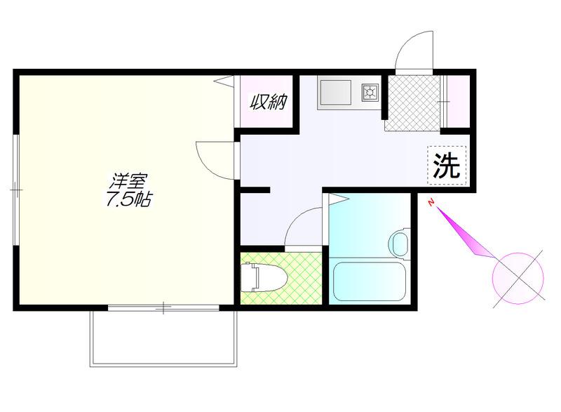 パークヒルズ武蔵小山(1K/2階)の間取り写真