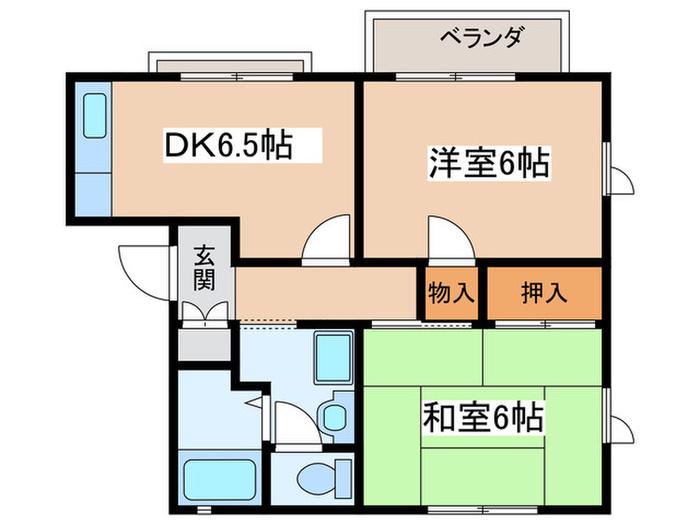 ファミールナルセC(2DK/2階)の間取り写真