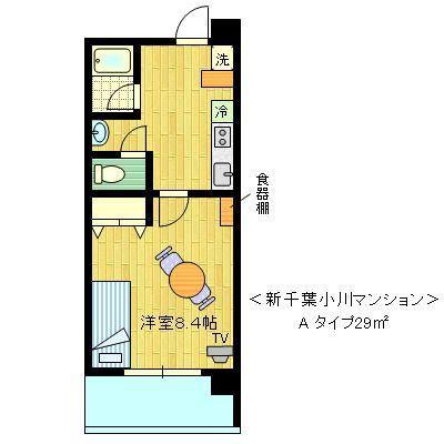 新千葉小川マンション(1K/2階)の間取り写真