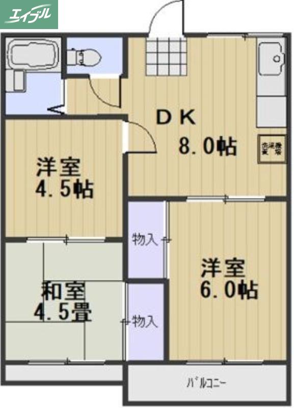 メゾン河合 A棟(3DK/2階)の間取り写真