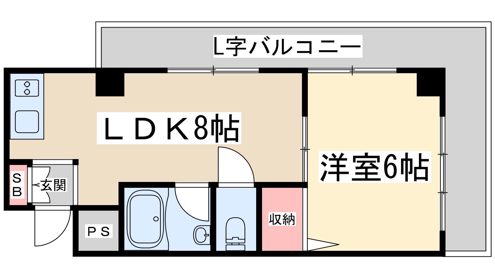 大旺第3マンション(1LDK/8階)の間取り写真