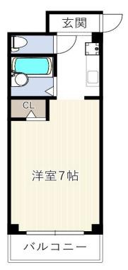 レジデンス山下(1K/1階)の間取り写真
