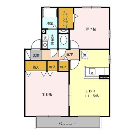 アリエス湘南(2LDK/2階)の間取り写真