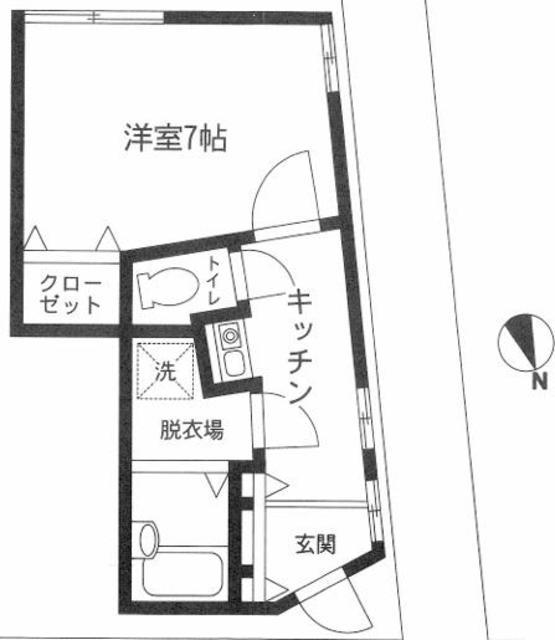 市川ハイツ(1K/1階)の間取り写真
