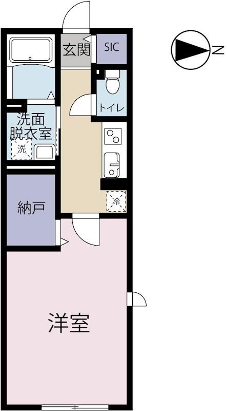 ウエスト FIELD(1K/1階)の間取り写真