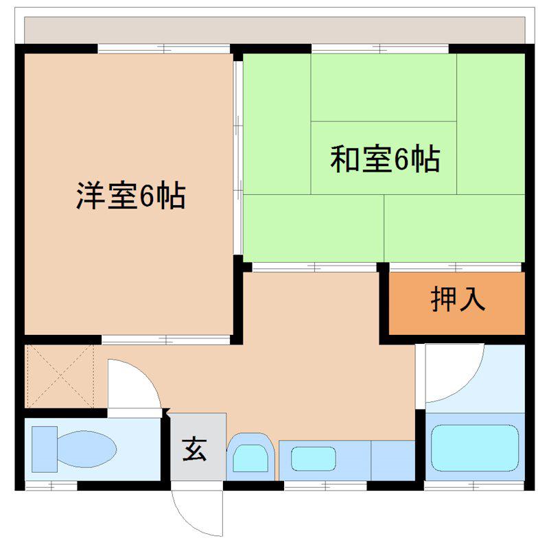 中舘コーポ(2DK/1階)の間取り写真