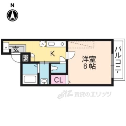 アークリード三十三間堂(1K/2階)の間取り写真