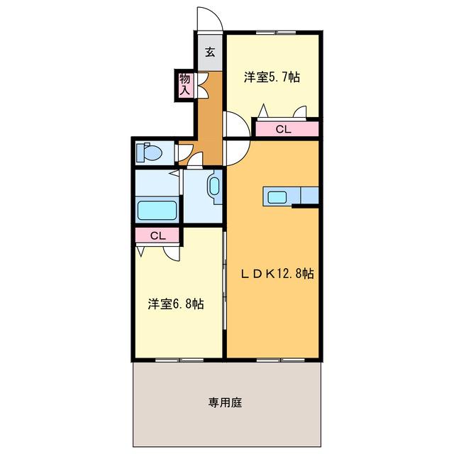 ラフォート(2LDK/1階)の間取り写真