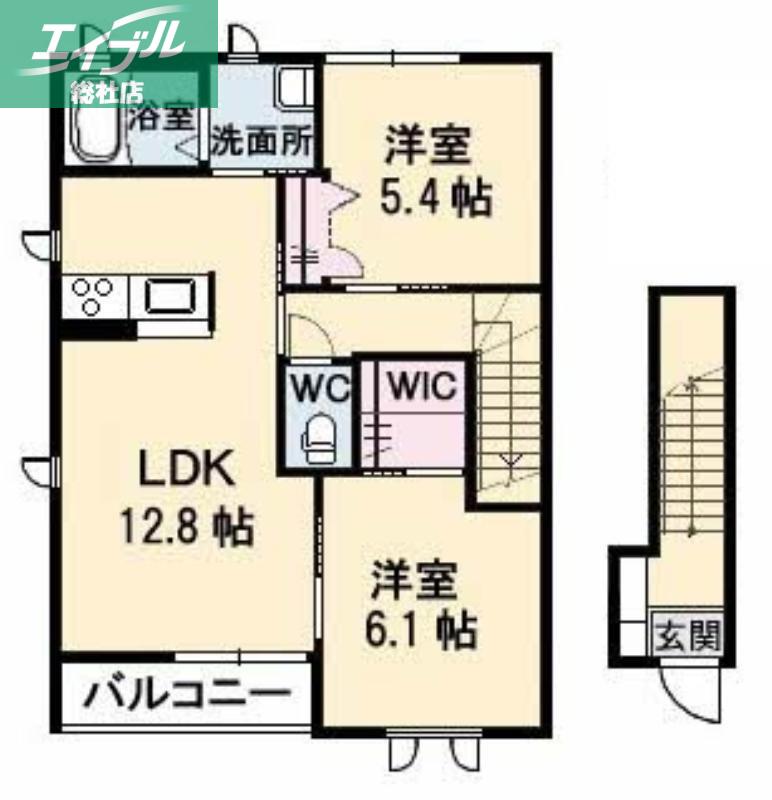 サンセールB(2LDK/2階)の間取り写真