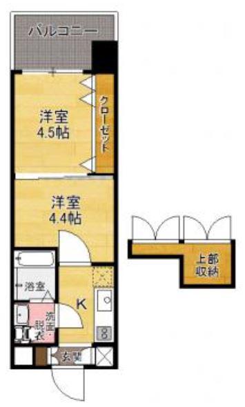ORIENT BLD NO.51 PROJECT2100 日赤通オ(2K/4階)の間取り写真
