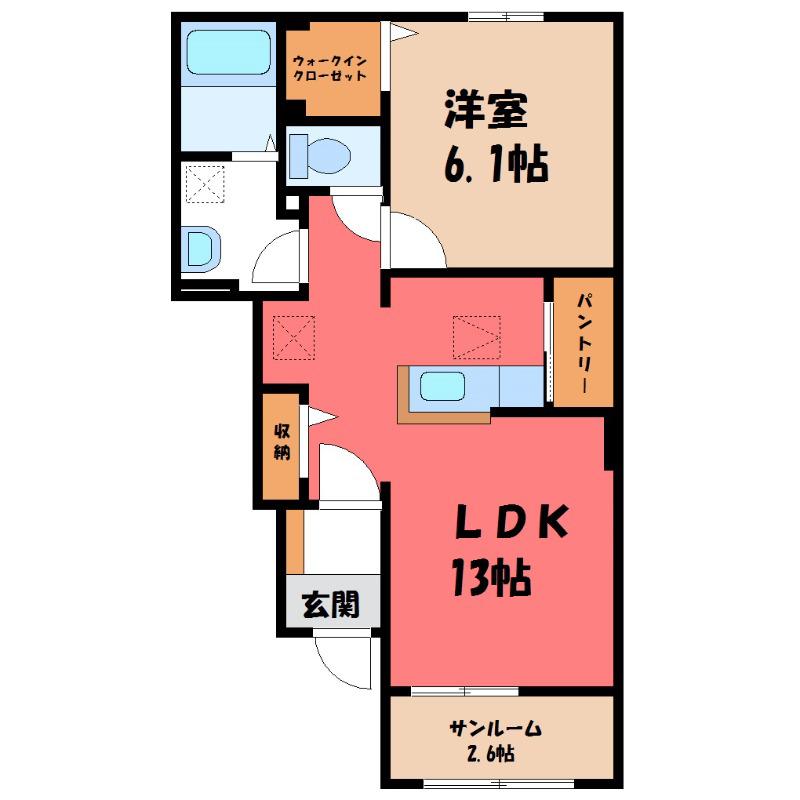 ネロミロスB(1LDK/1階)の間取り写真