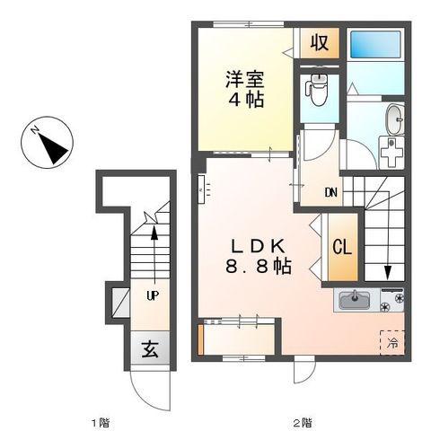 アウローラ東豊田(1LDK/1階)の間取り写真