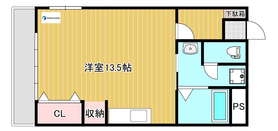 クレインポート(ワンルーム/2階)の間取り写真