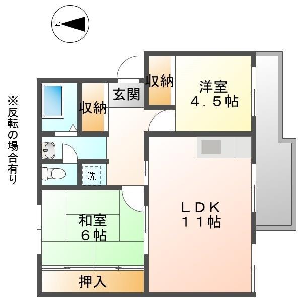 BLUE SKY ONE明野1番館(2LDK/1階)の間取り写真