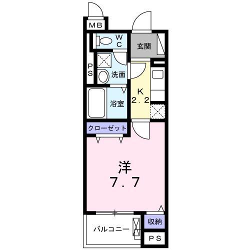 K.グランツ(1K/1階)の間取り写真