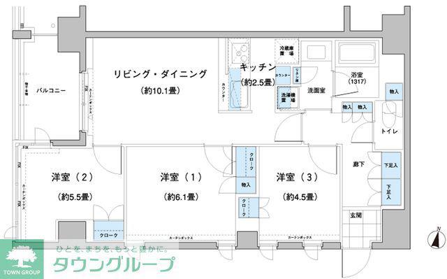 ガーデニエール砧レジデンス(3LDK/6階)の間取り写真