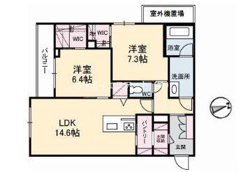 コモンドーレ(2LDK/2階)の間取り写真