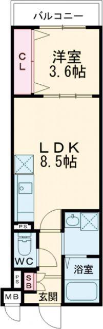 ALIVIO泉佐野(1LDK/1階)の間取り写真